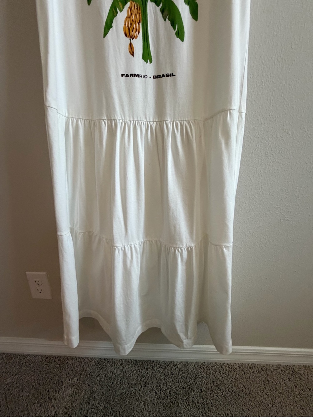 FARM Rio White Tiered Maxi Dress with Green Botanical Print - Picture 8 of 8